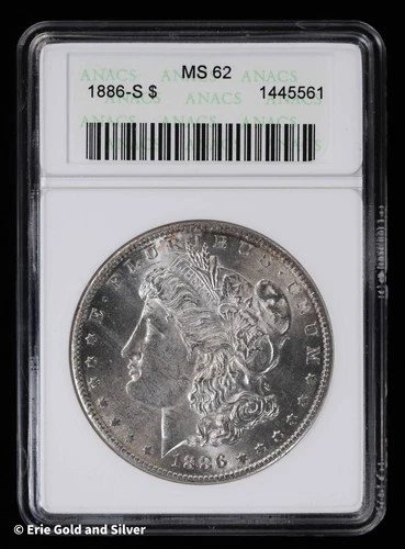 1886-S $1 Morgan Silver Dollar ANACS MS 62