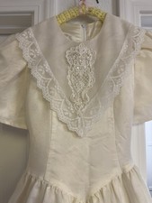 Gunne Sax Prairie Dress Ivory Victorian Lace Puff Sleeve 1980s Size 8