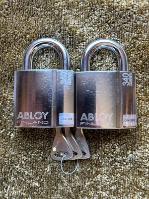 2x Abloy 340 s gleichschließend 3 Protec2 Schlüssel 10mm Schäkel Assa Mult Lock