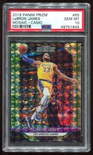 LeBRON JAMES 2018-19 Prizm Mosaic Camo JERSEY# 23/25 PSA 10 - 1st Year LAKERS !!