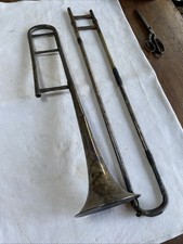 Antique Hawkes & Son Silver Plated Trombone Excelsior Sonorous Class A 