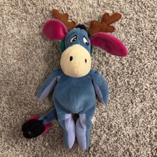 Eeyore Plush Disney Store Mini Bean Bag Reindeer 9" Christmas Stuffed Toy Cute