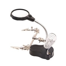 Hands Less Metal Clamp Magnifier With Adjustable 50mm Opening & LED Lighted Base
