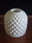 VTG Fenton Milk Glass Pedestal Top Piece Hobnail Footed Fairy Lamp. Flea Bite