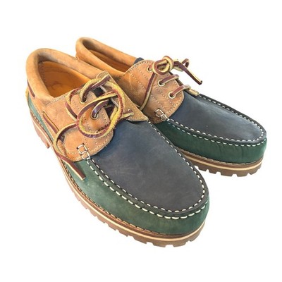Jones Bootmaker Boat Shoes Mens 43/10 Color Block Leather Lug Soles Mocs NEW