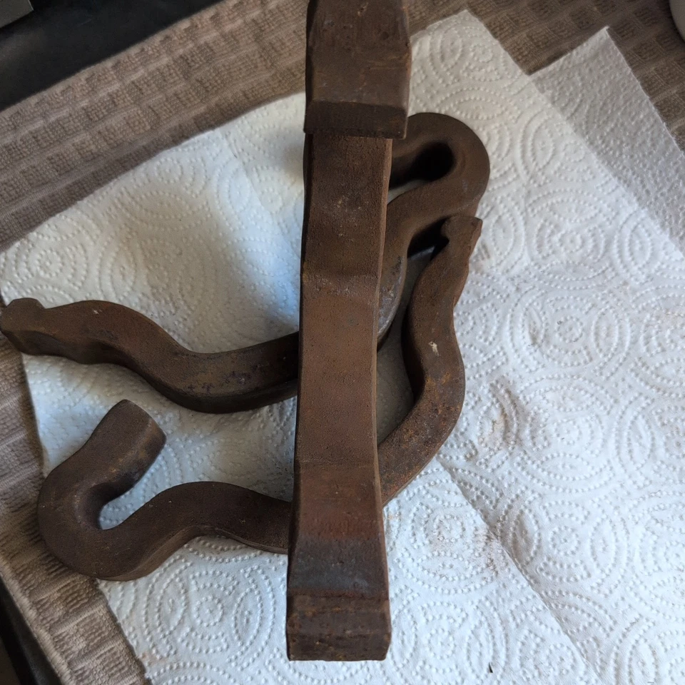 Lote de 3 anclajes RAILROAD J gancho soporte acero carbono Illinois Central RR hierro Foto 3 de 3