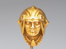 14K Gold Vintage Carter Gough & Co Stick Pin Egyptian Pharaoh Head Soldier
