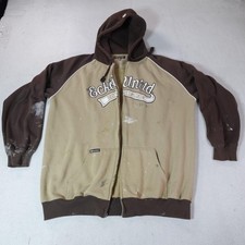 Y2K Ecko Unltd Hoodie Mens 2XL Brown Jacket Street Full Zip Embroidered Pinkman