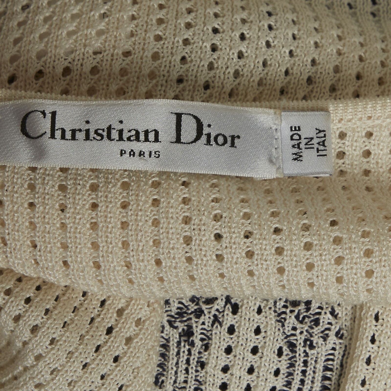 Christian Dior Cream Navy Blue JAdior Knit Mini Dress M thumbnail 5