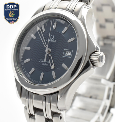 Omega 29mm Ladies Seamaster 120m Quartz Swiss Blue Wave Dial Watch Ref: 2571.81! Omega Seamaster 120m 2571.81 Ladies Wristwatch Blue Quartz  main image 2