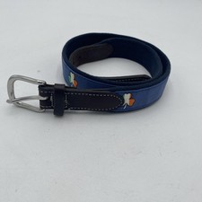 Vineyard Vines Clover Belt Fabric Brass Buckle 30 St Patricks Day Blue Green