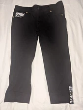 Coogi Juniors 15/16 Black Jeggings With Whote Tiger Print Accents