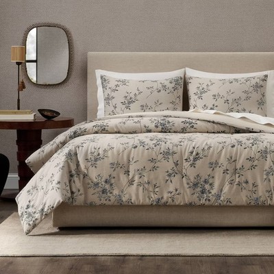 Jeremiah Brent Home 3pc King Floral 'Palacio' Cotton Comforter Set Beige
