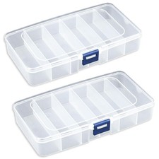 2 PACK Transparent Plastic Bead Organizers 6 Grids ,Craft Organizers and Sto...