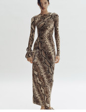 NWT Stella McCartney New Collection Reptile Maxi Mesh Long Sleeve Dress Size XXL