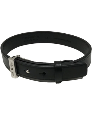 Tiffany & Co. Makers Leather Bracelet Sterling Silver 925 Black