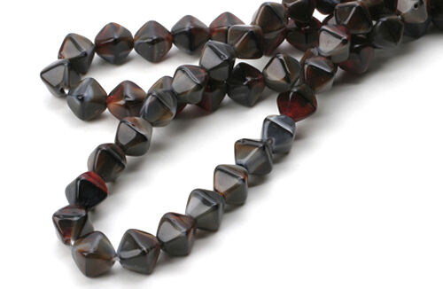 50 Red / Black Swirl Bicone Glass Beads 6 MM - Afbeelding 1 van 1