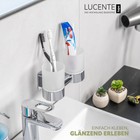 bremermann Badkamerserie Lucente Tape - zeepdispenser zelfklevend glas & roestvrij staal, verchroomd - geen boren 3M kleefbevestiging