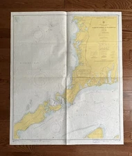 Vintage 1964 Falmouth Harbor to Buzzards Bay Nautical Map Chart - 42” x 36”