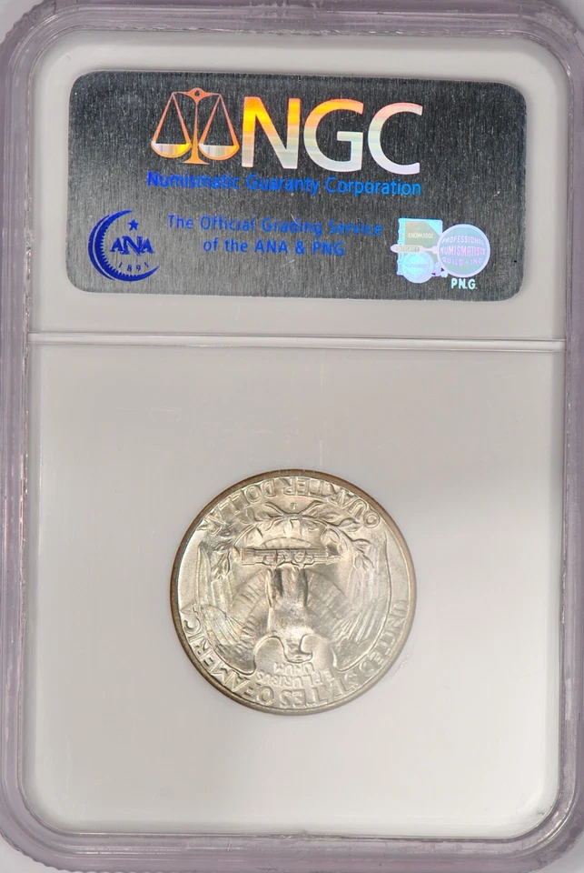 1938 S Washington Quarter NGC MS 65 Old Holder Silver Coin 25C Light Toning - Image 4 of 4