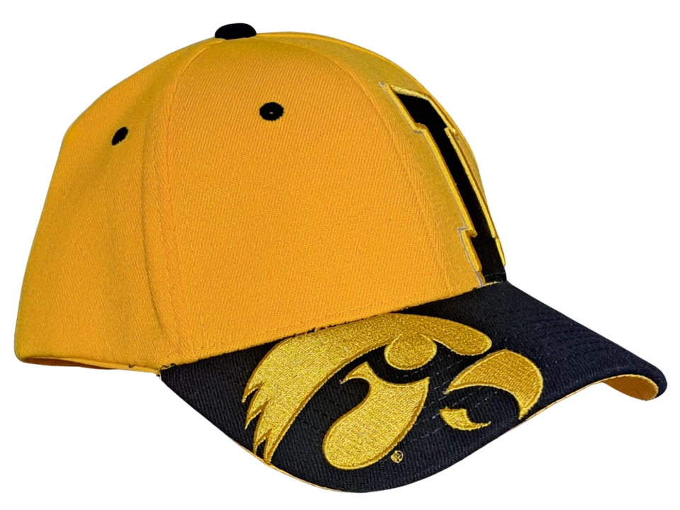 Iowa Hawkeyes Hat Cap by Zephyr NCAA Stretch Fit Black and Gold The Double Up - Image 2 of 4