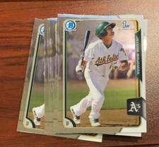2015 Bowman BCP141 Jaycob Brugman 10 count All Chrome lot Oakland Athletics
