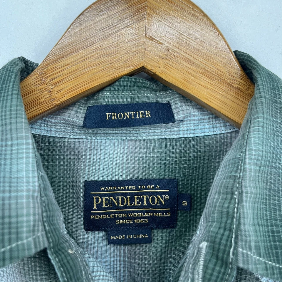 Pendleton Short Sleeve Pearl Snap Shirt Mens Size S Green Frontier Plaid Western - Image 4 of 4