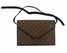 Vintage Morabito Paris Women's Monogram Brown Leather Shoulder Handbag Purse