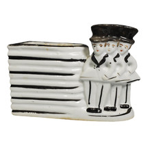 VTG MCM Ceramic Chorus Line Indoor Planter Made in Japan White Black Top-Hat