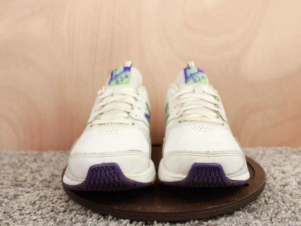 New Balance 624 Zapatos de Entrenamiento Cruzado para Mujer 6.5 Blanco Púrpura Cuero Tenis Foto 2 de 4