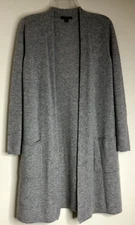 Saks Fifth Avenue Woman's Sz XS 100% Cashmere Long Cardigan Open Front Pockets