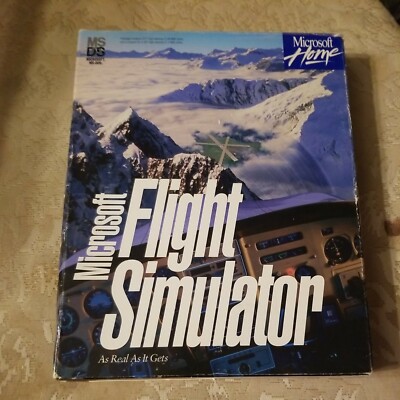 Microsoft Flight Simulator v 5.0 MS-DOS Floppy Disk Big Box Complete 