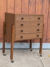 Nähtisch Vintage Sideboard Retro Schmuckkästchen Nähwagen Danish Nussbaum 60er 9