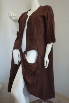 Tunique/manteau Style Miyake - Marque KOKOMARINA, Couleur Marron, Taille M, En Lin, Occasion Très Bon état
