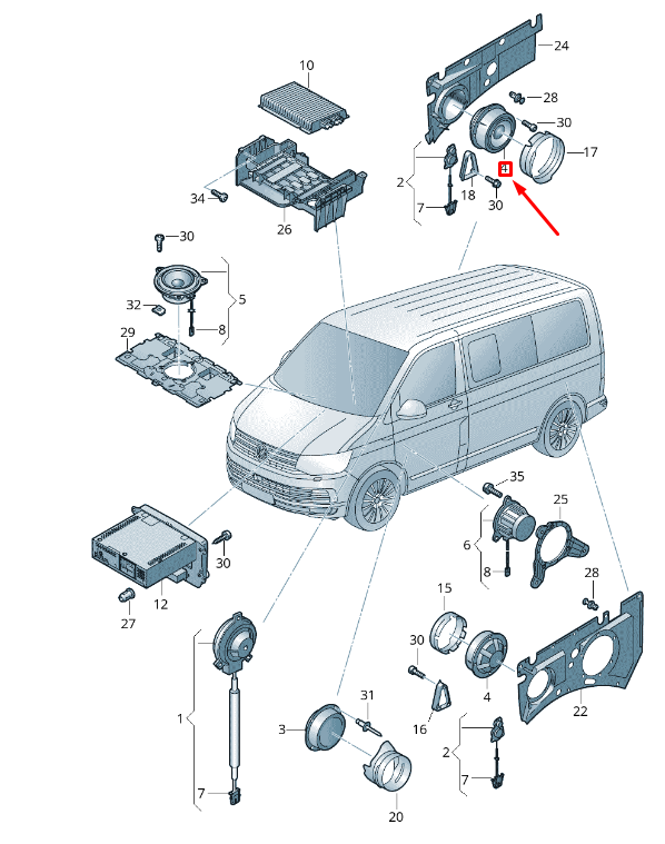NOUVEAU VW TRANSPORTER VI T6 BASS BASS BASS 7E0035453G ORIGINAL