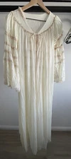 Vintage Glydons Cream Silky Lace Accent Nightgown & Robe Set Lingerie Size M
