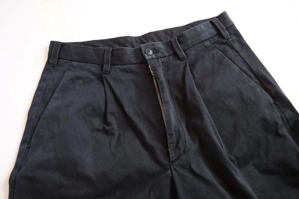 Mens MUJI Black Cotton Baggy Pleated Tapered Pants 28x29 / 76CM Japan