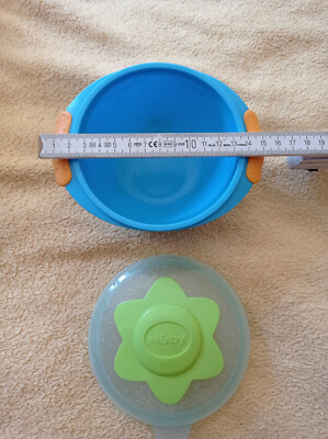 Schüssel Nuby Breischüssel mit Saugnapf und Deckel blau grün