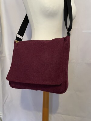HANDMADE Messenger Bag Dark Red Wool Felt Fabric BNWT