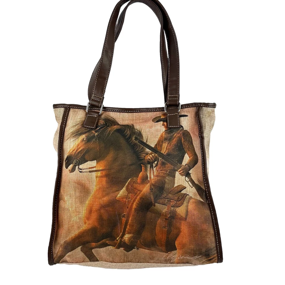 Montana West сумка с короткими ручками лошадь холст Дамская сумка сумочка молнии Топ - Изображение 2 из 4
