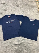 Vintage Boys Tommy Hilfiger Navy Blue Short Sleeve T Shirt Bundle Of 2