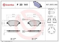 Brembo P 23 141X Bremsbelagsatz, Scheibenbremse FüR Alfa Romeo CitroËN