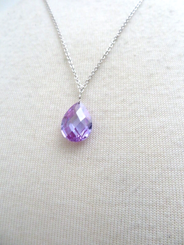 KIRKS FOLLY PURPLE TEARDROP CRYSTAL NECKLACE 20" - Picture 2 of 2