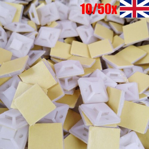 Self Adhesive Cable Wire Tie Mounts Clip Cord Square Sticky Base Pad Pack of 50 - 第 5/16 張圖片