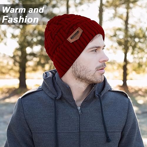 NWOT Red and Gold Knit Hat and Scarf Set Crochet-Pattern-School-Colors-  main image 3