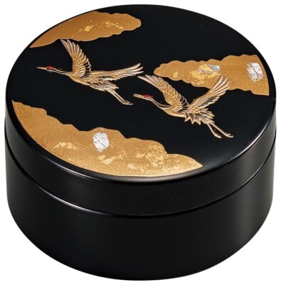 Yamanaka Urushi Japanese Lacquer Accessory case Auspicious Crane Black Japan