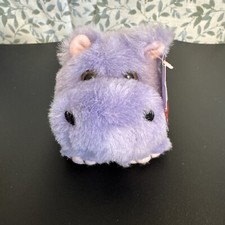 Vintage Swibco Puffkins 6627 HENRIETTA Hippo Keychain with Tag Purple Plush Toy