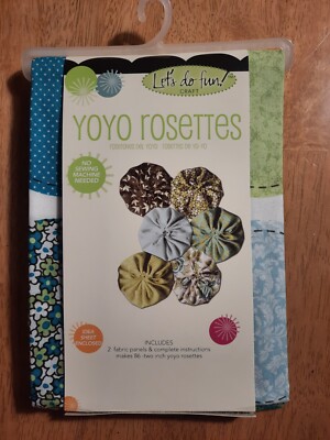 Daisy Kingdom YoYo Rosettes Fabric Panels Cut & Sew Makes 86 Blues Greens Unused