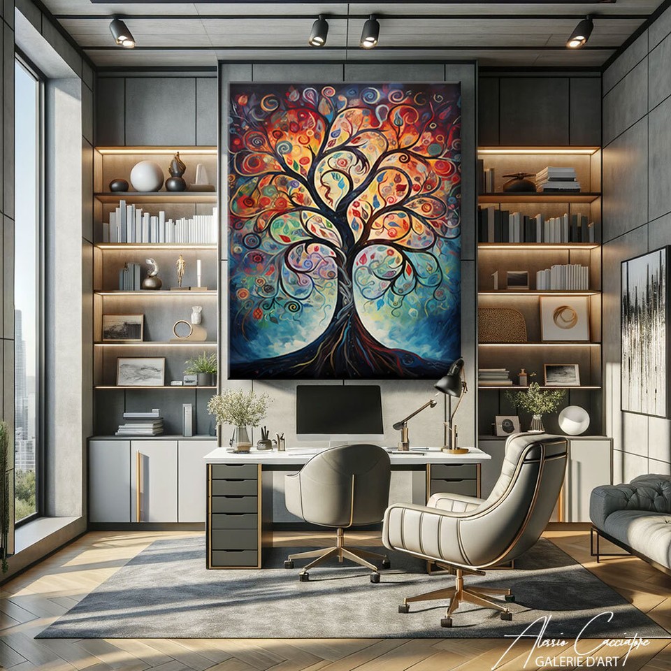 Large Tree Of Life Wall Decor Pop Art Painting Canvas Framed Modern