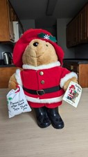 Vintage Christmas Paddington Bear Santa Claus - 1981 Eden Toys 16 Inch Plush